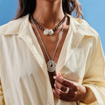 Beaded shell pendant necklace