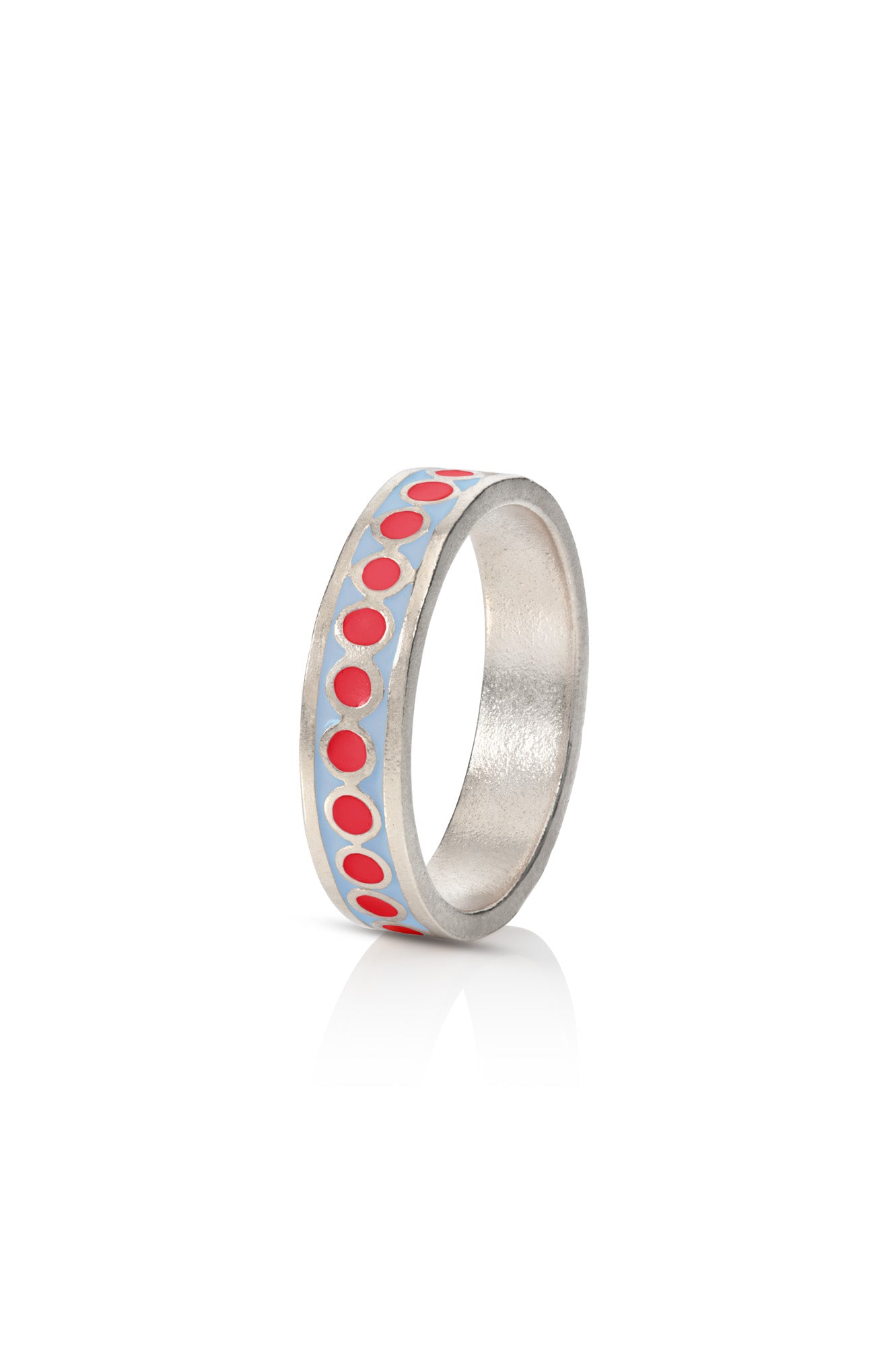 Chroma-Pop-Ring-Baby-Blue-Lifeguard-Red-silver-coloured-handmade-london 