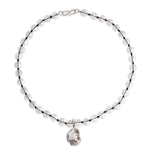 Transparent bead and silver shell pendant necklace