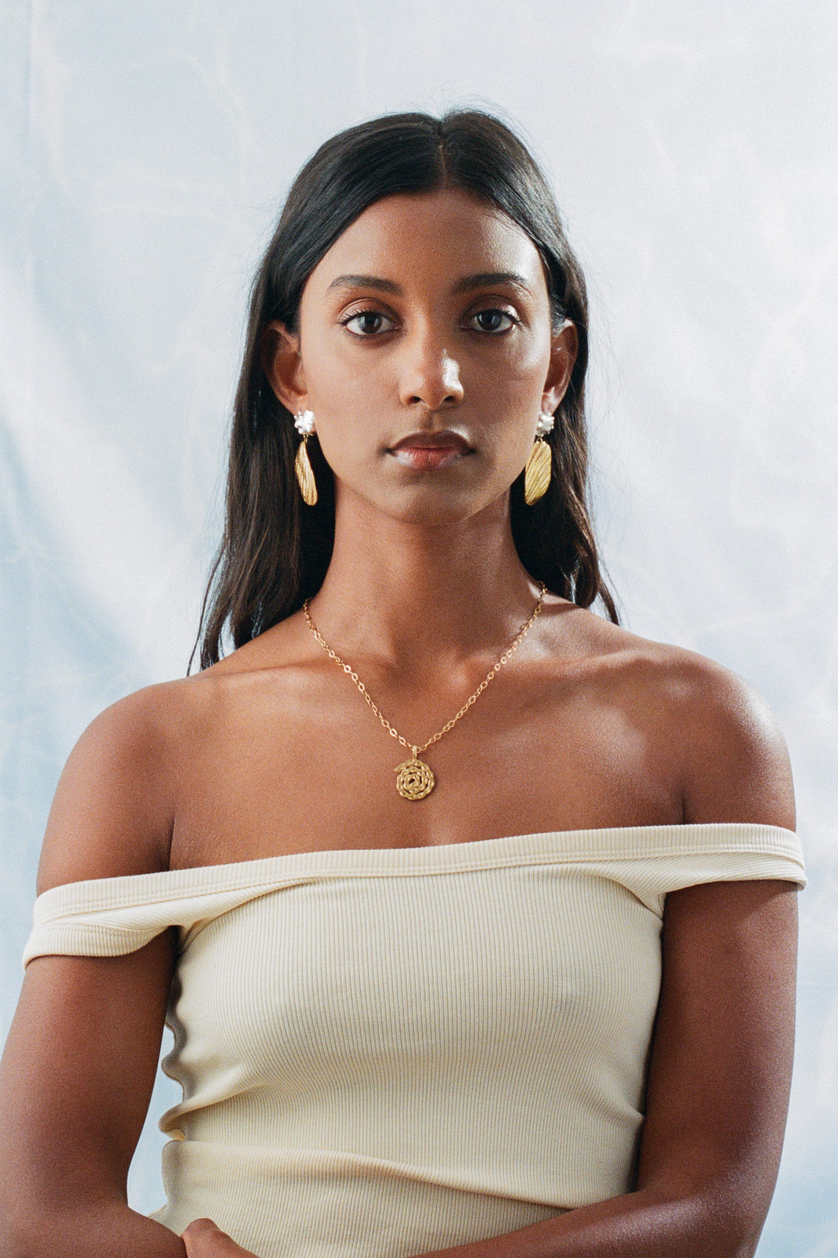 Mixed metal drop earrings