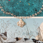 Transparent bead and silver shell pendant 