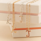 La Letra Encrusted Birthstone Necklace