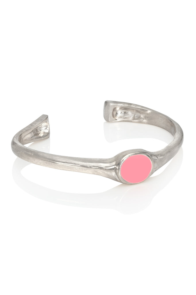 enamelled-silver-coloured-bangle-handmade-london-pink