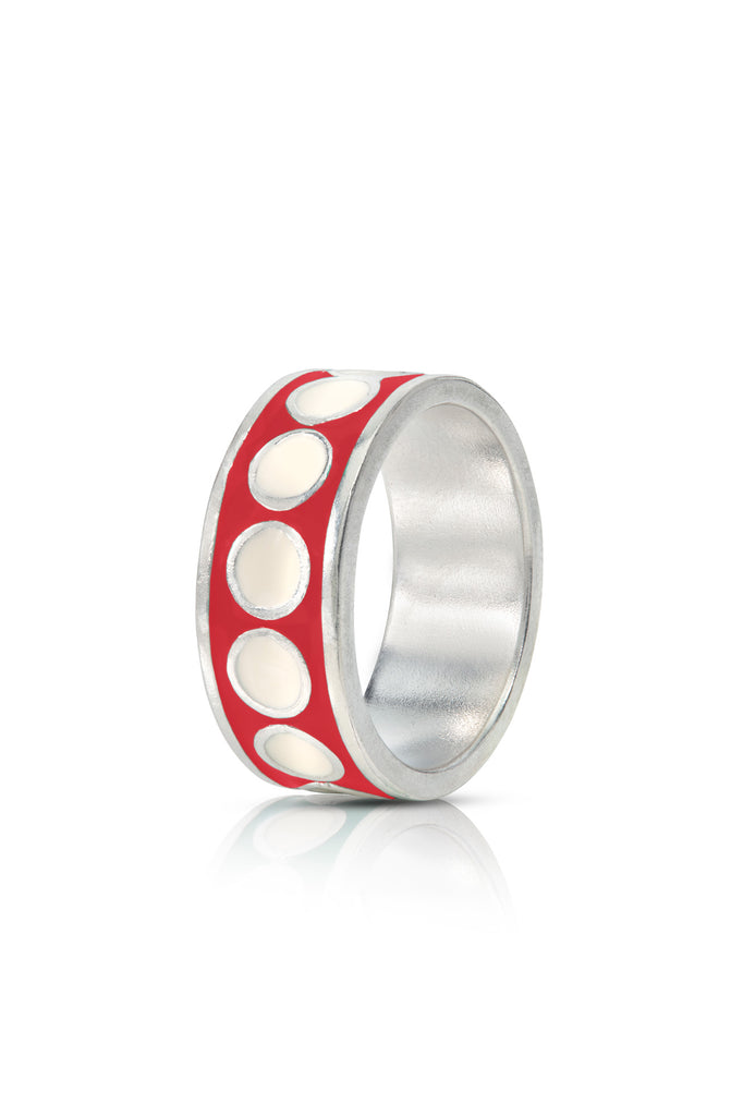 enamelled-silver-coloured-ring-handmade-london-lifeguard-red-cloud-cream