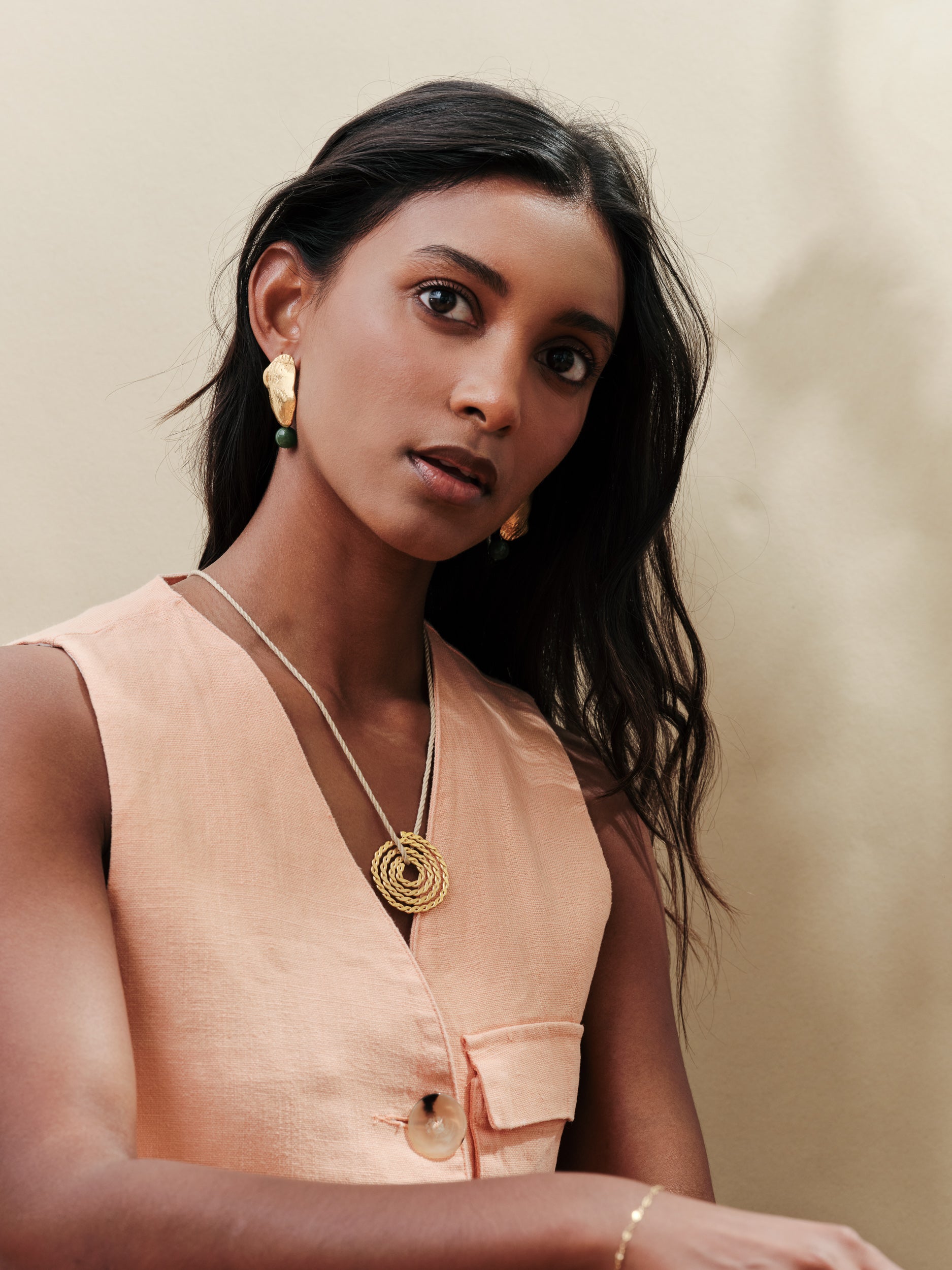 gold drop shell earrings 