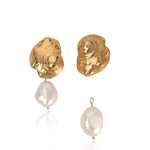 gold shell pearl earrings