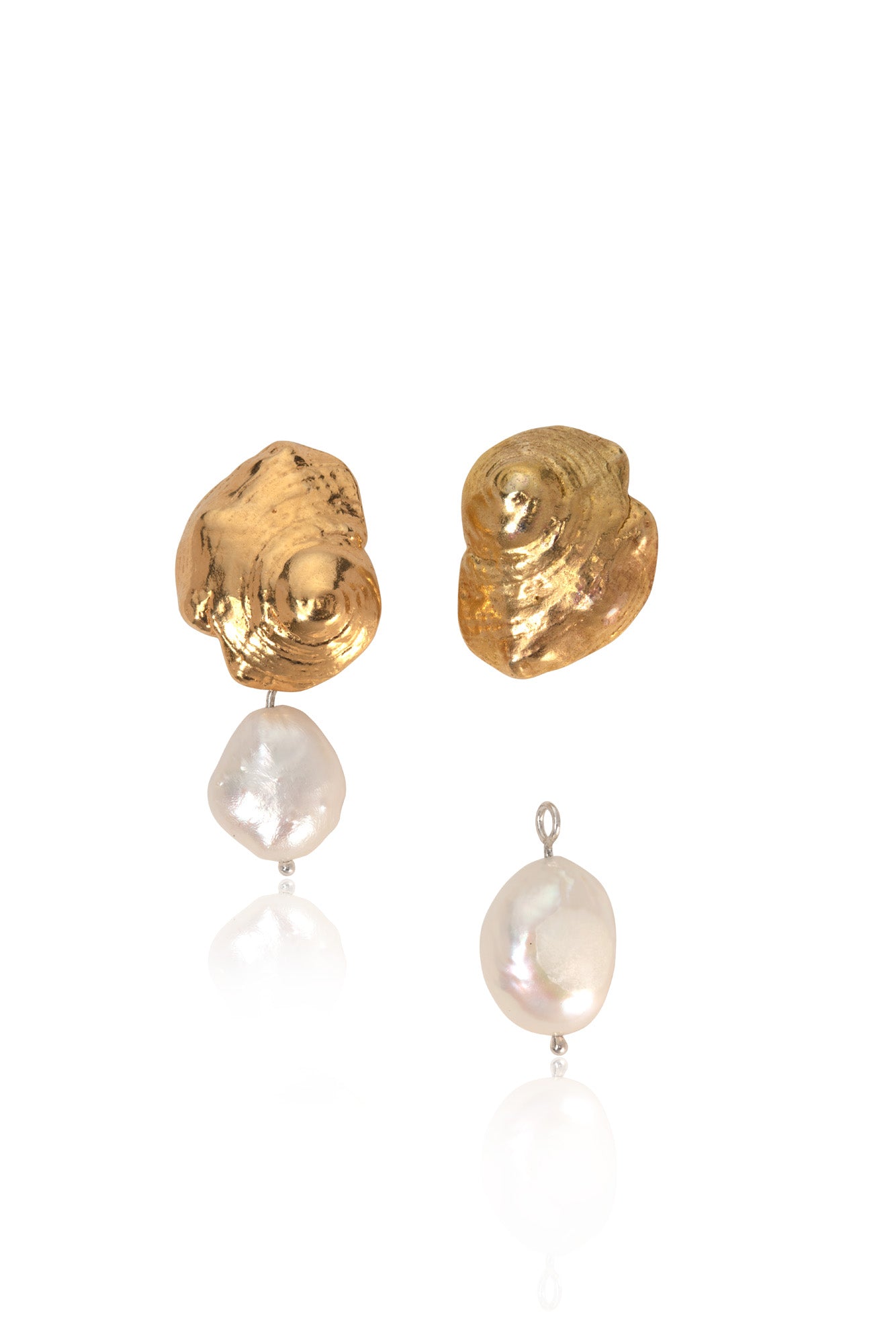 gold shell pearl earrings