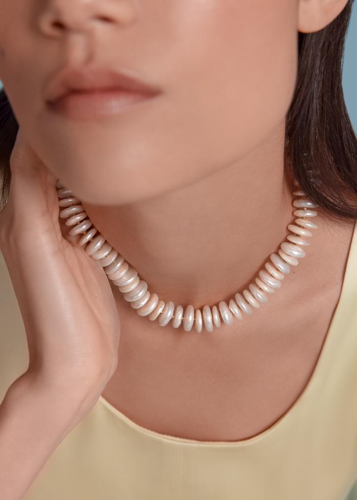Organic Button Pearl Necklace