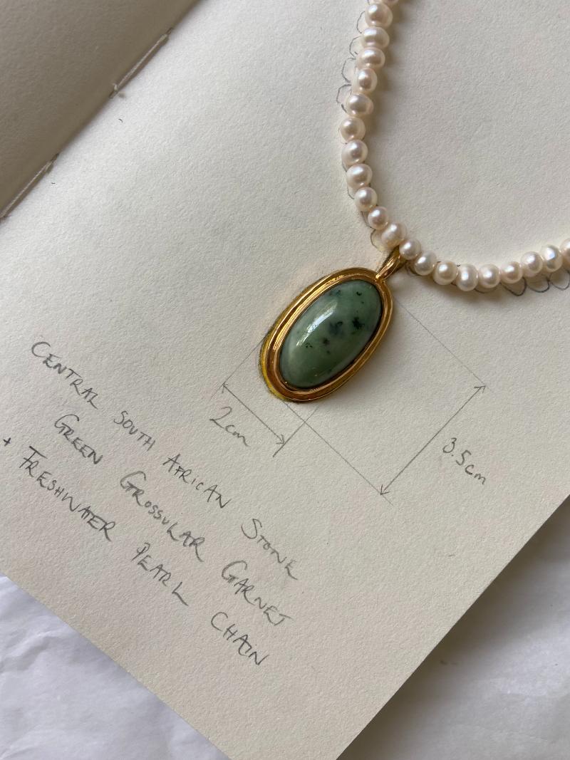 Freshwater Pearl & Grossular Garnet Necklace