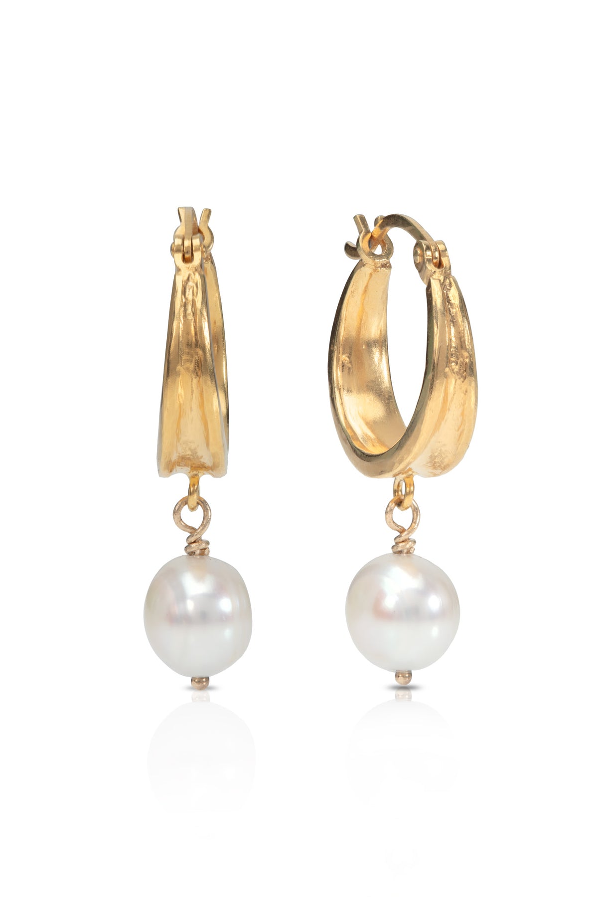 Pearl Huggie Hoop Earrings