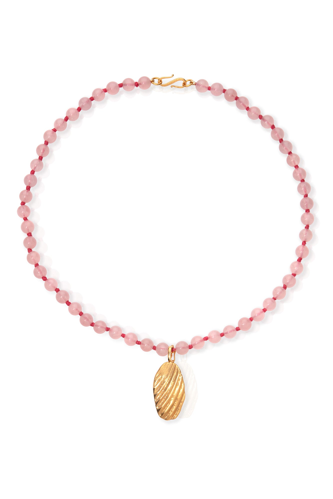 pink quartz beaded necklace