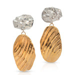 silver and gold drop earrings