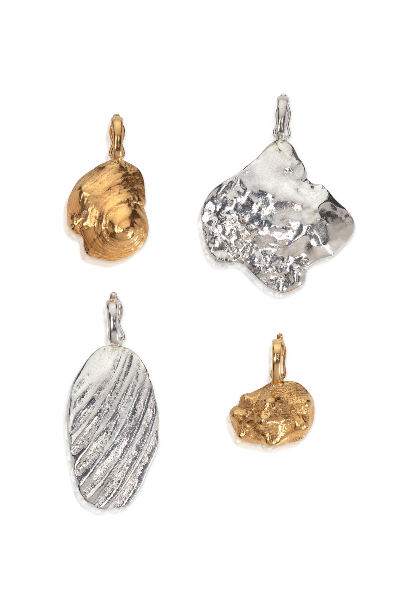 silver and gold shell pendants