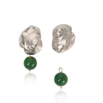 silver and green bead earrings
