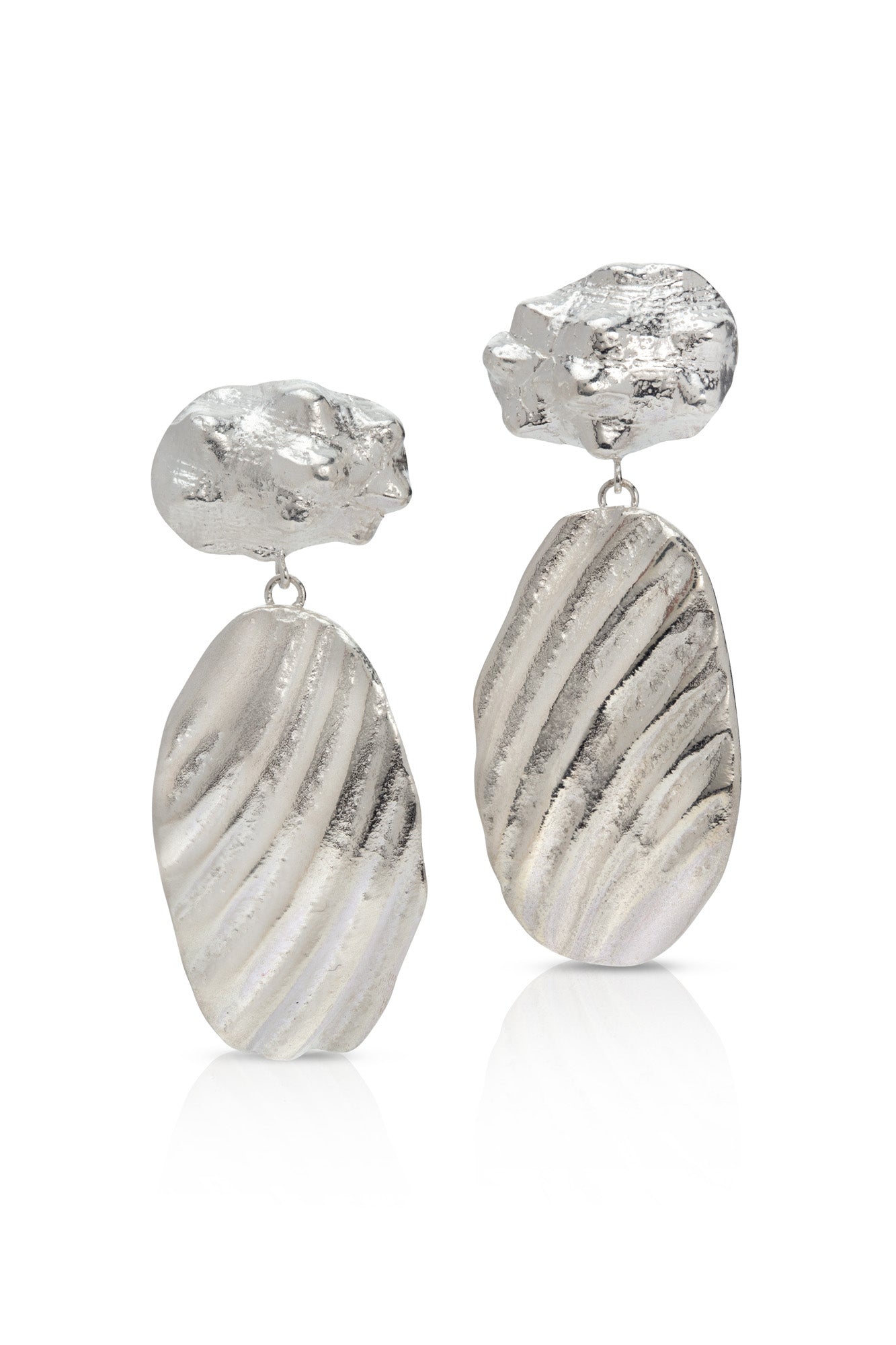 silver drop shell earrings