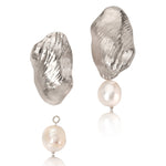silver shell and pearl drop earrings