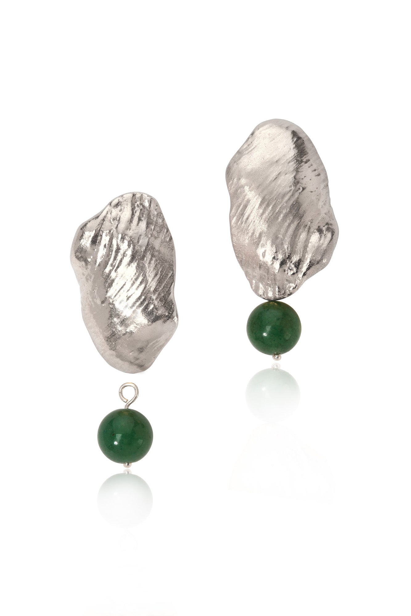 silver shell drop earrings