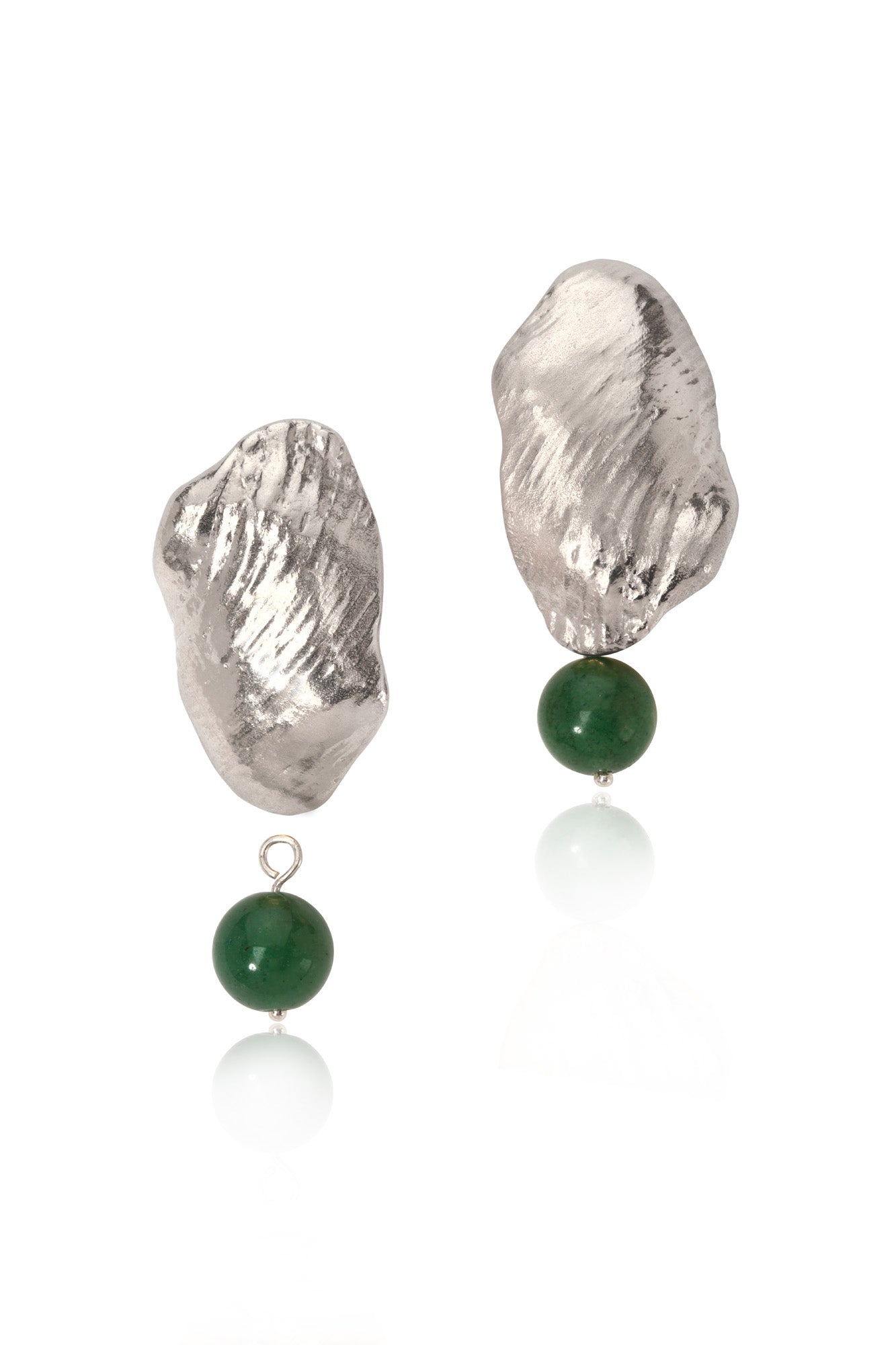 silver shell drop earrings