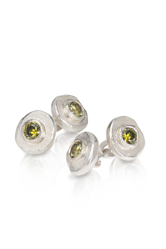 sterling-silver-mens-green-peridot-cufflinks