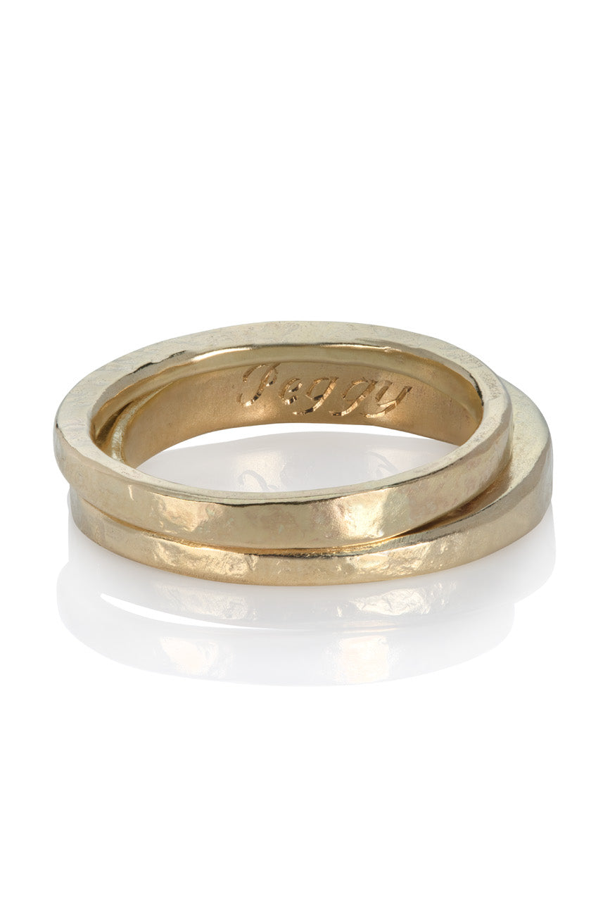 Solid Gold Engraved Stacking Rings