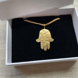 Solid Gold Hand of Fatima Pendant