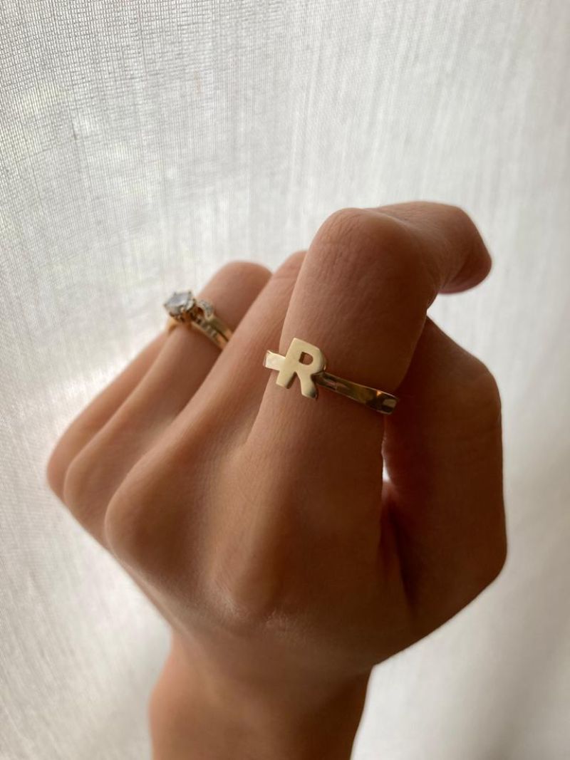 Solid Gold Letter Ring
